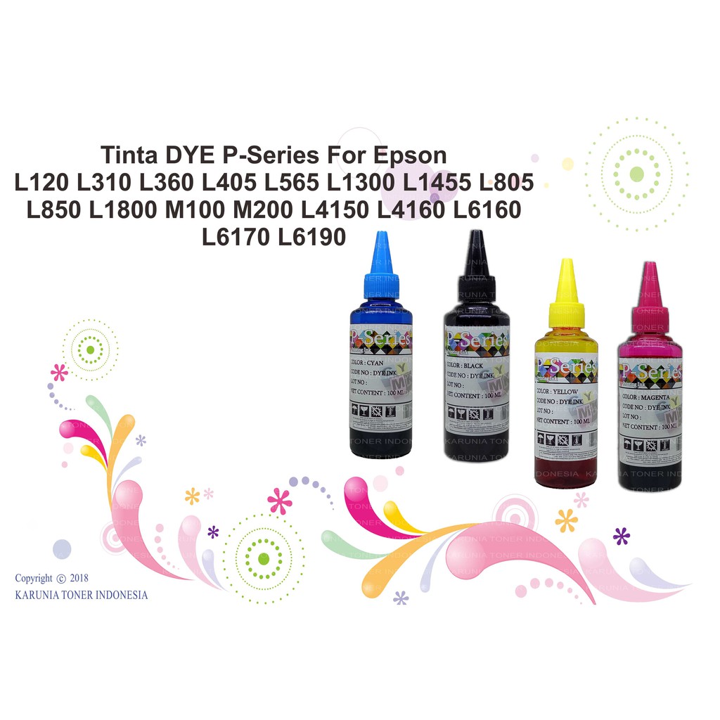 Tinta DYE P-Series For Epson L4150 L4160 L6160 L6170 L6190 Kemasan 100ML