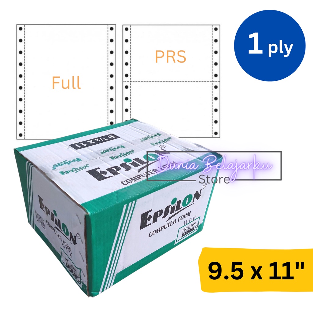 

Kertas Faktur Epsilon Continous Form 1 Ply Full / Potong / Porporasi
