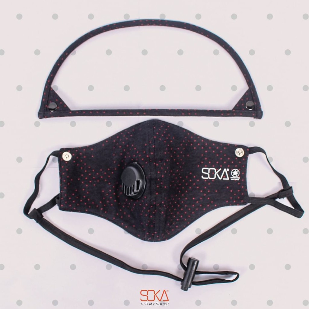 SOKA - Masker Airflow Faceshield Anti Bakteri - Masker Kain Eyeshield Motif