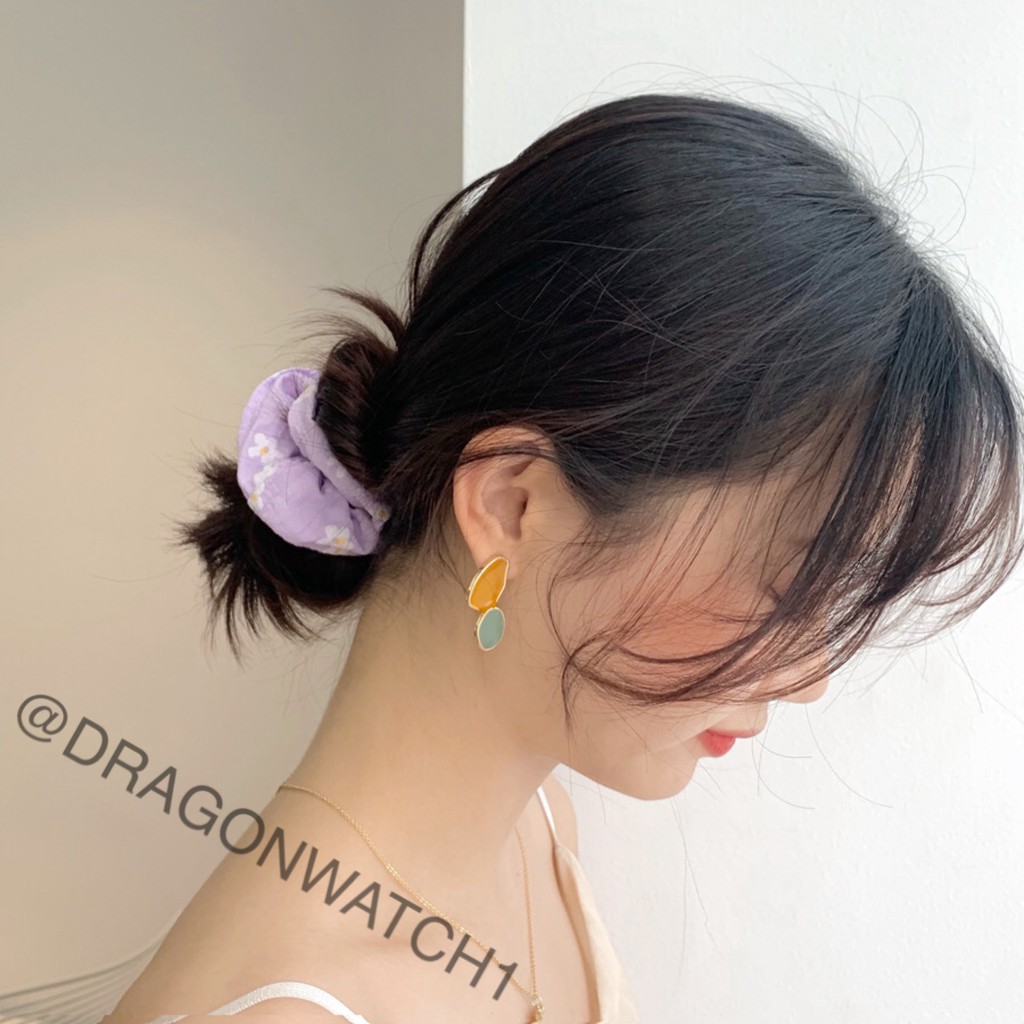 [Fashion Wanita] Ikat rambut Donat Pola bunga kecil gaya korea tali rambut kain elastis import  T006