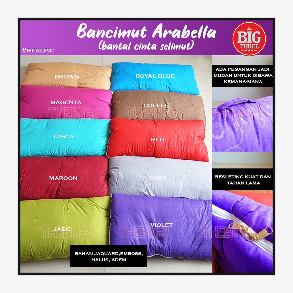 ARABELLA Bantal Cinta Selimut 50x100 200x200 Red Coffee Magenta Tosca Violet merah coklat - Bancimut