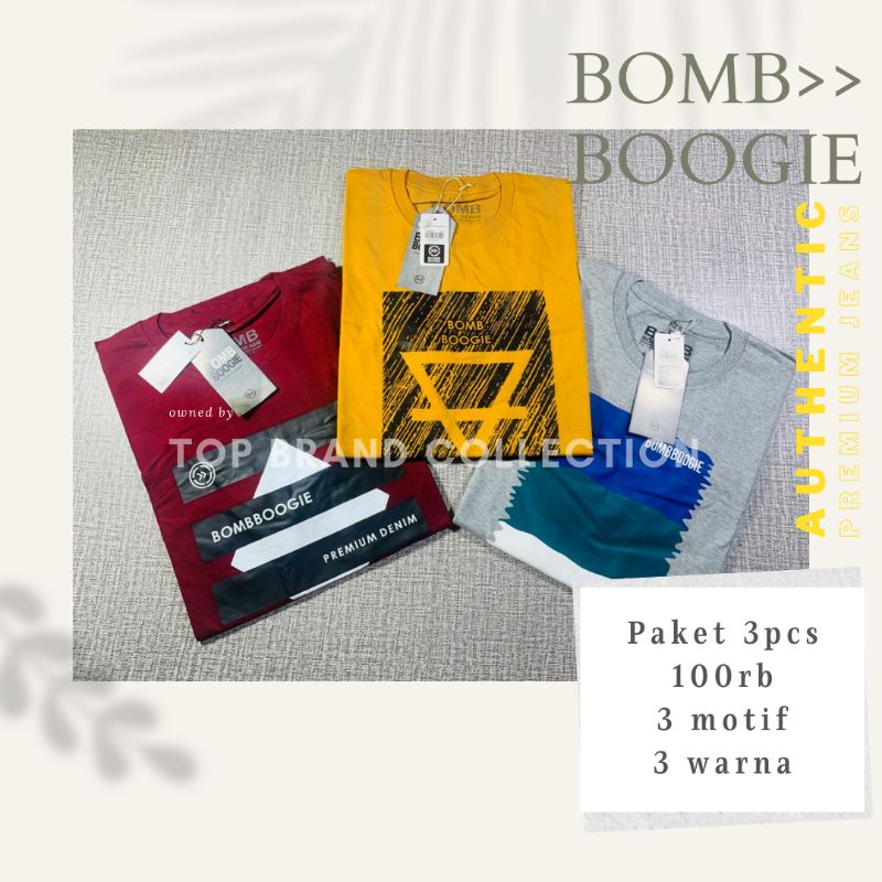 Kaos Bombboogie pria dan wanita lengan pendek 3 -pcs