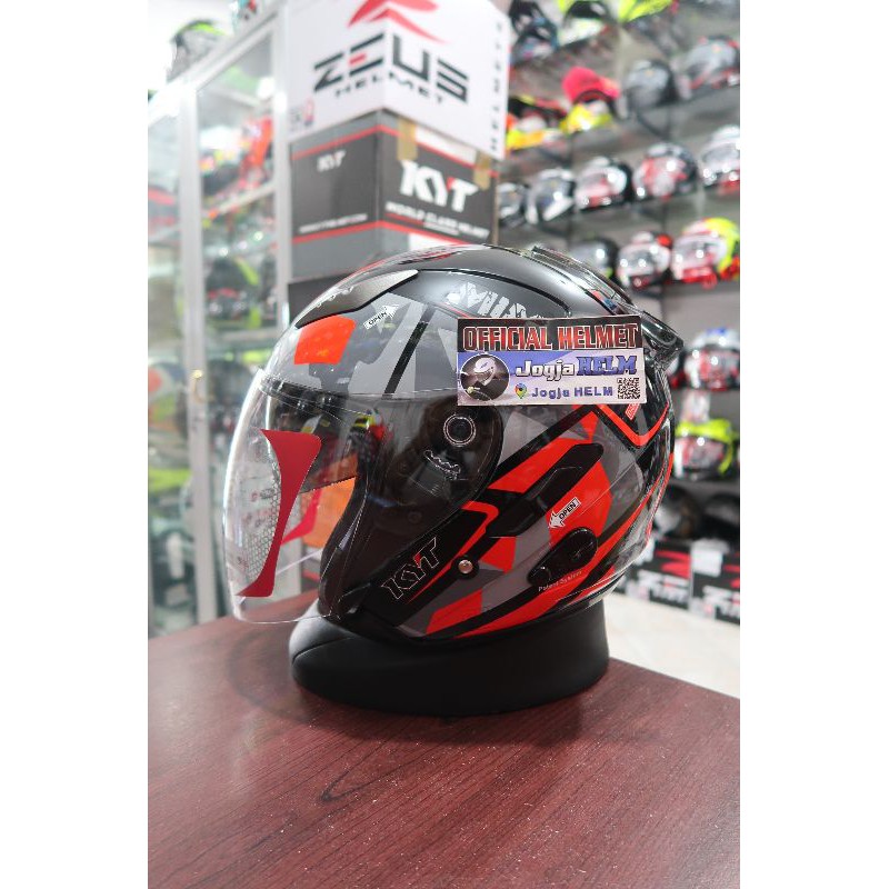 KYT Galaxy Slide #4 Mimetic Black Red 2Visor