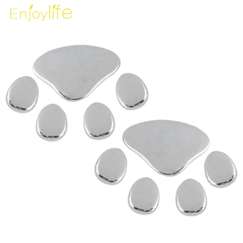 2pcs Stiker Emblem Motif Telapak Kaki Anjing Warna Silver Untuk