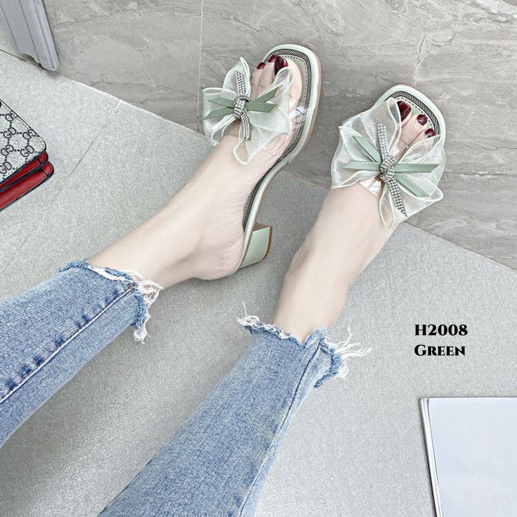 RESTOCK WYN HEELS PLATFORM RIBBON DIAMOND FASHION KOREA H2008