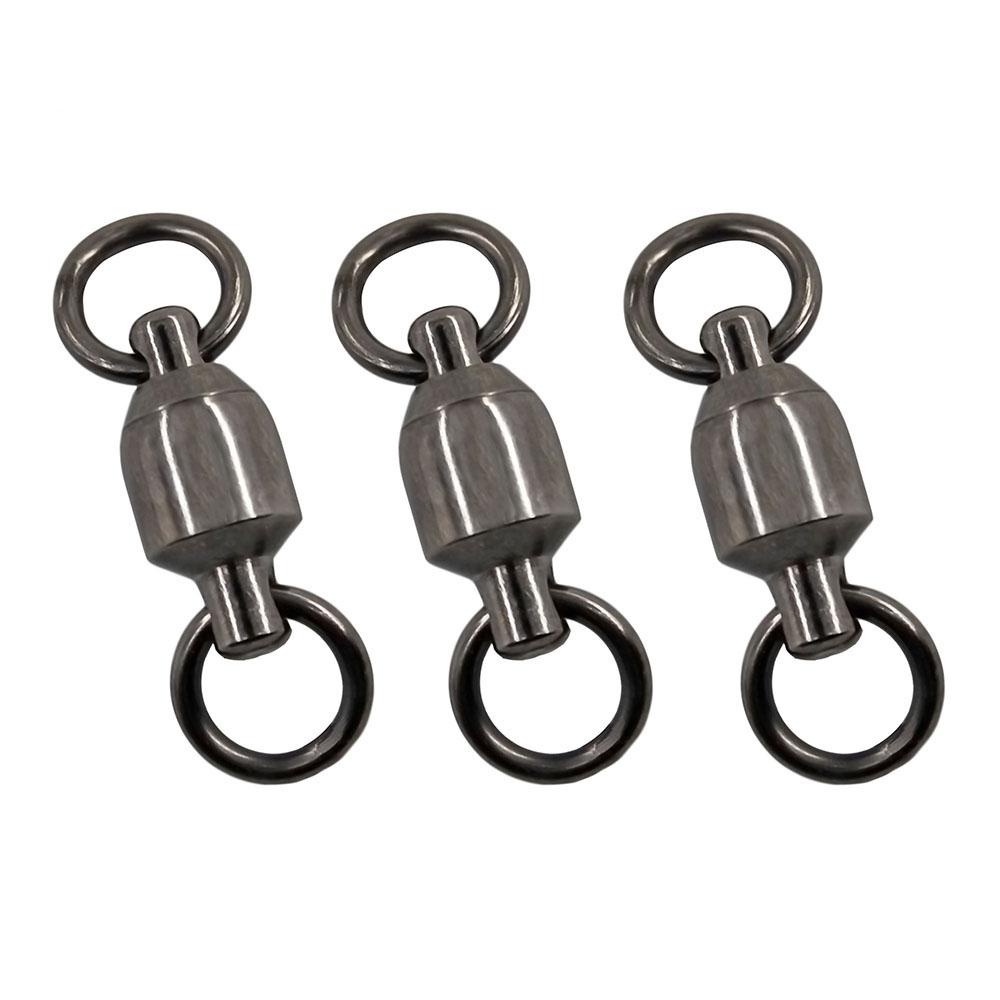 Lanfy Konektor Memancing Hitam Nickle Heavy Duty Dengan Cincin Ganda Barel Aksesoris Pancing Putar Swivel Ring