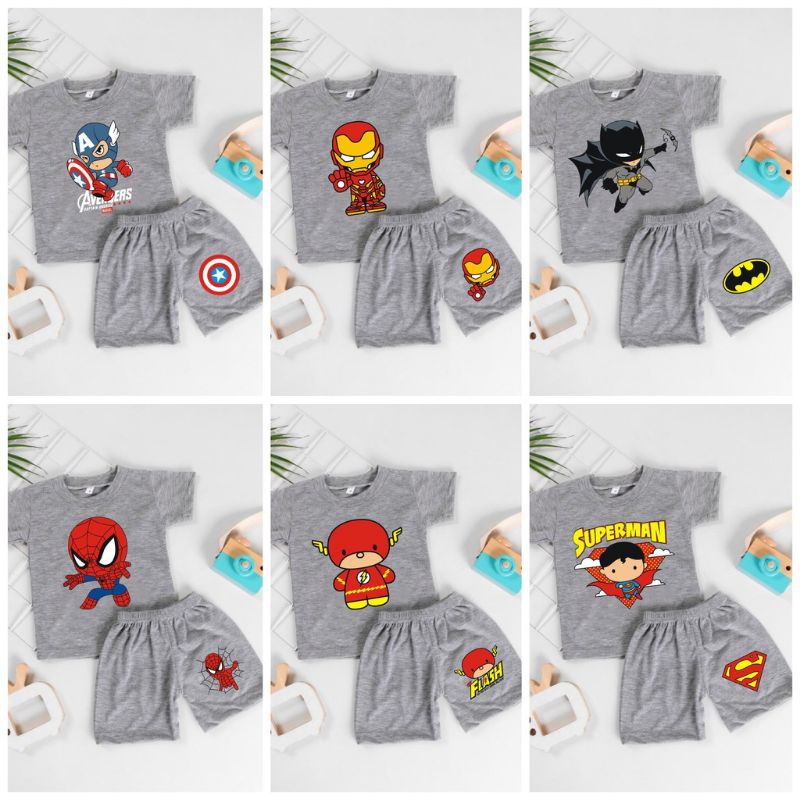 Setelan baju anak SUPERHERO size 1-7th