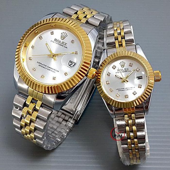 Limited Jam Tangan Couple Rolex kw super jtr 167 plat putih - Silver Plat Htm Terkini