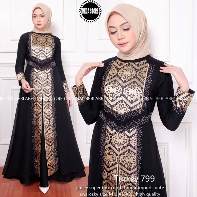 ABAYA TURKEY 799 hitam Ori by MEGASTORE