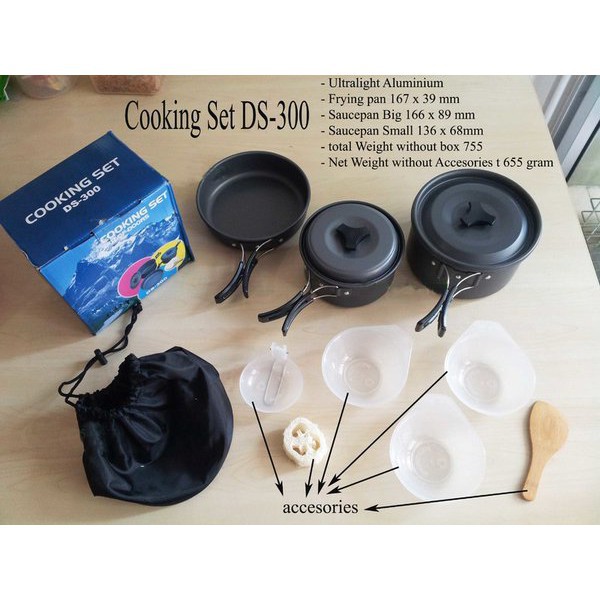 Cooking set Ds 300 - alat masak gunung praktis - cooking set camping - alat masak set - cooking set outdoor - alat masak outdoor