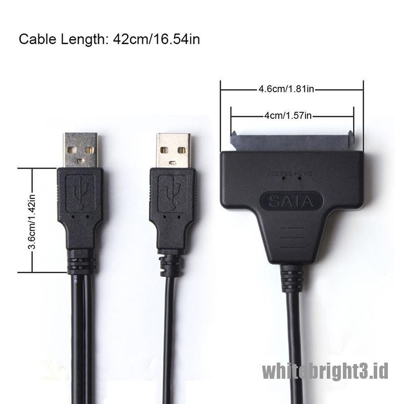 &lt; White3 &gt; Kabel Adapter USB 2.0 Ke SATA Serial ATA Untuk HDD SSD 2.5 &quot;Laptop