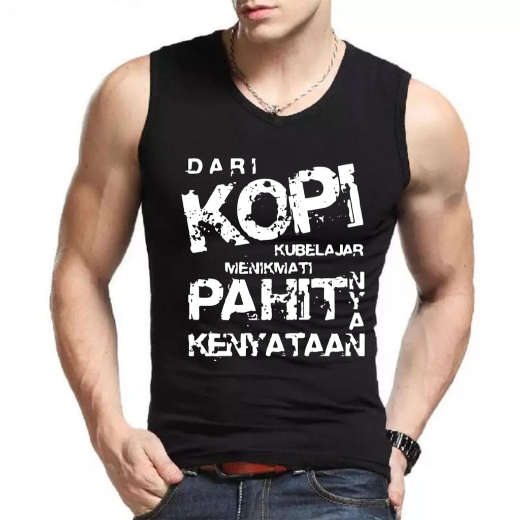 DS - SINGLET PE MOTIF KOPI PAHIT / kaos cowok / kaos singlet / kaos dalem singlet cowok