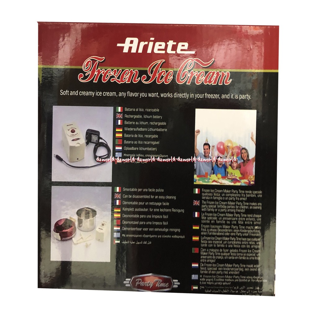 Ariete Frozen Ice Cream Mesin Pembuat Es Krim Kapasitas 1Kg Daya 30 Watt Ice Cream Maker