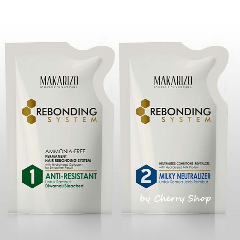 [UKURAN BARU 120ML X 2 | STEP 1 | STEP 2] [BPOM] Pelurus Rambut Makarizo Professional Rebonding System Kit (Step 1+Step 2) Anti Resistant | Super Gold | Gold Edition 125 mL | 125ml