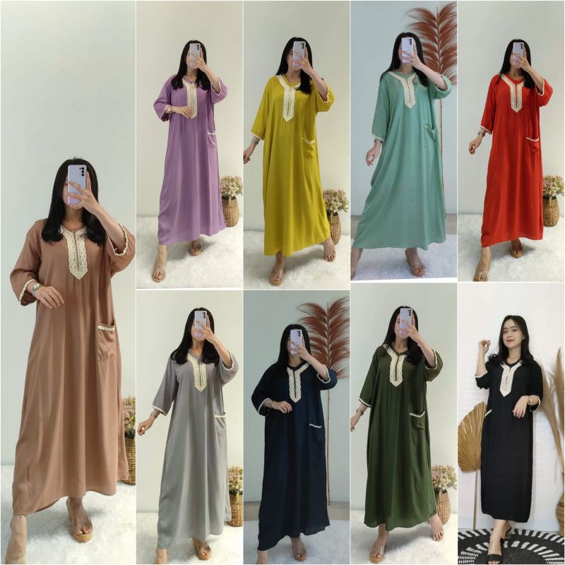 Daster BUSUI Arab Kekinian Tangan 3/4 (aisyah) / Daster Muslim Renda Jumbo LD 120 cm / Daster BUSUI /Daster kekinian /Daster Renda-4