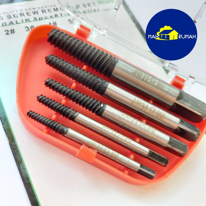 MOLLAR - TAP BALIK REMOVER Screw Extractor 5pcs 5 pcs Set Alat Pembuka Baut Rusak Patah