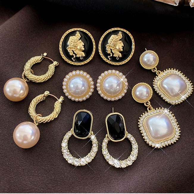 Anting Mutiara Hepburn Vintage Anting Rumbai Panjang Wanita 2023anting Pejantan Fashion Baru