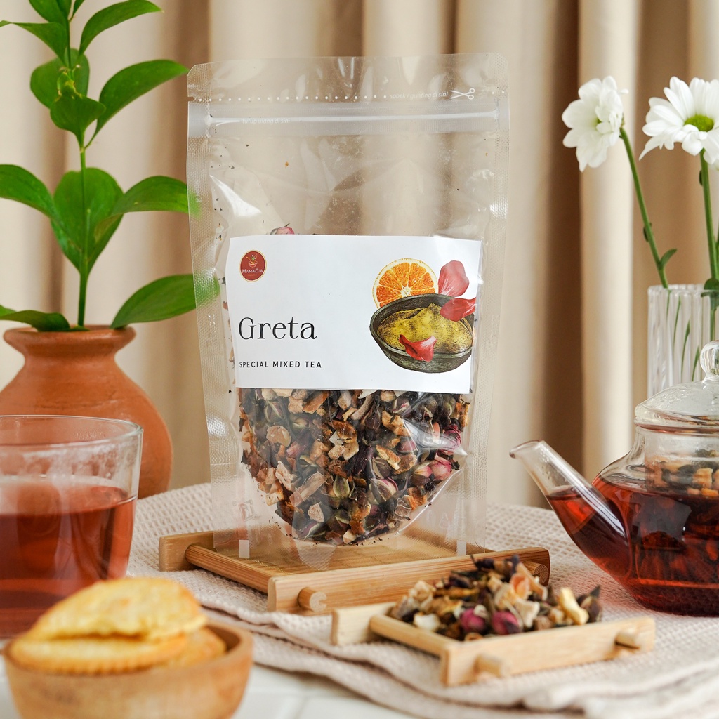 

Mamacia Treats Premium Blended Tea Greta / Rose Orange White Tea / Teh Putih
