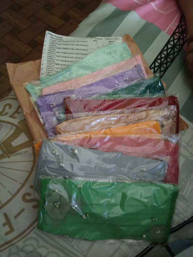 Masker Hijab Headloop Kain Oxford Fashion Organza