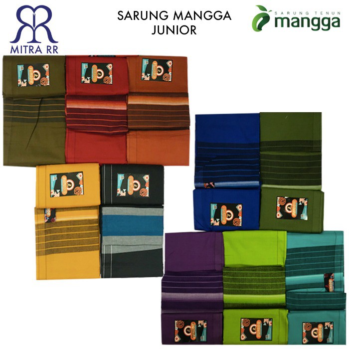 Sarung Tenun MANGGA Junior Polos Warna Salur Satuan / Grosir Sarung Anak