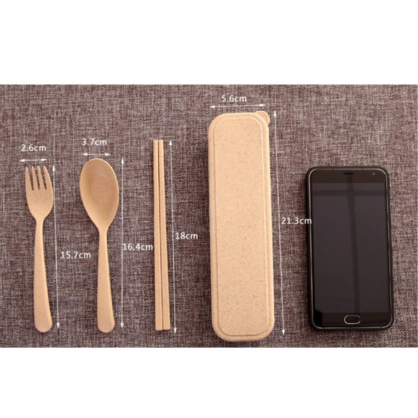 Adda Home - Set Sendok Garpu dan Sumpit BPA Free Perlengkapan Makan Bahan Jerami Gandum Travelling