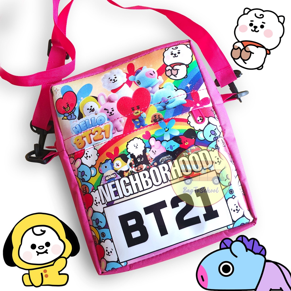 Tas Anak selempang / sling bag anak / tas anak karakter BTS bt21 LOL