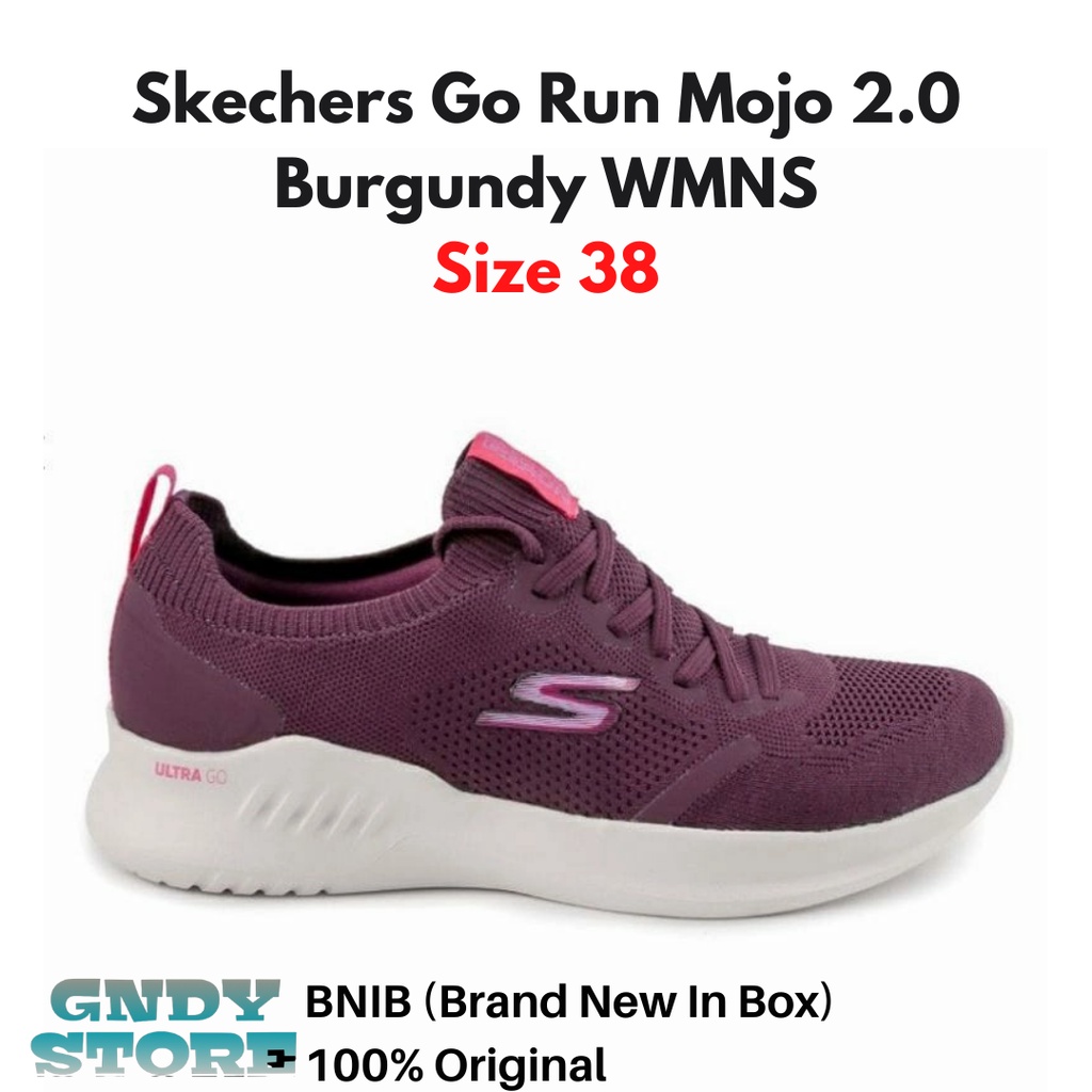 Sepatu Sneakers Wanita Skechers Go Run Mojo 2.0 Burgundy 128145/BURG Womens Original BNIB 100%