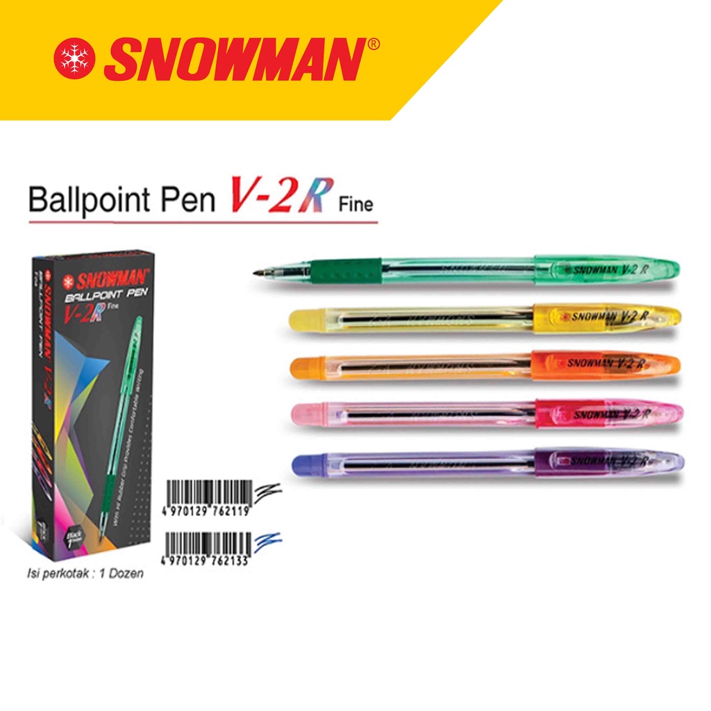 

Snowman V-2R Ballpen 0.7mm Fine (Rainbow Barrel) Black