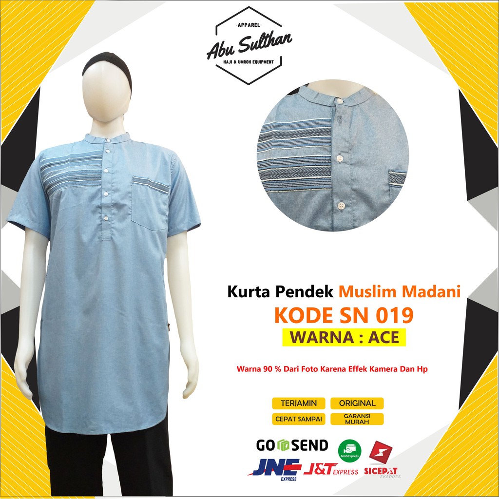 BAJU KURTA PENDEK MUSLIMADANI SN019 / MOTIF / BORDIR / POLOS / ATASAN MUSLIM