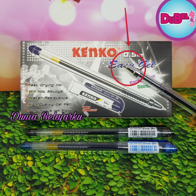 

Pulpen Kenko / Pulpen Kenko Easy Gell 0.5mm / Hitam / Biru / 1 Box Isi 12 Pcs