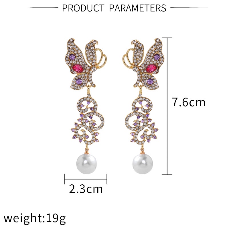 Anting Rumbai Desain Kupu-Kupu Aksen Mutiara Berlian Penuh Gaya Korea Untuk Wanita Butterfly