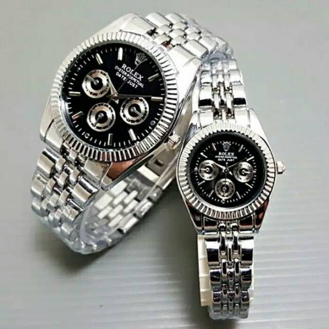 Flash Sale Jam Tangan Couple Rolex Crono Off Case Silver