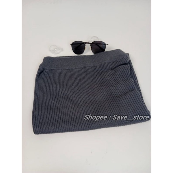 Rok Span Rajut • Rok Rajut Premium • Rok Span Rajut Knitted • Rok Rajut Knitted-Abu-Abu Tua