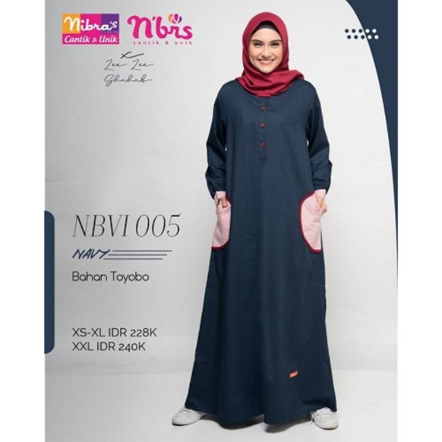 GAMIS NIBRAS NBVI 005/gamis dewasa/gamis nibras terbaru /gamis jumbo /gamis toyobo