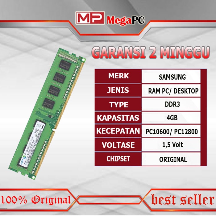 MEMORY RAM untuk PC Ddr3 4Gb Samsung / Hynik