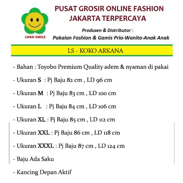 Koko Arkana - Logo Smile (LS) - Ukuran S-3XL - Matt Katun Toyobo