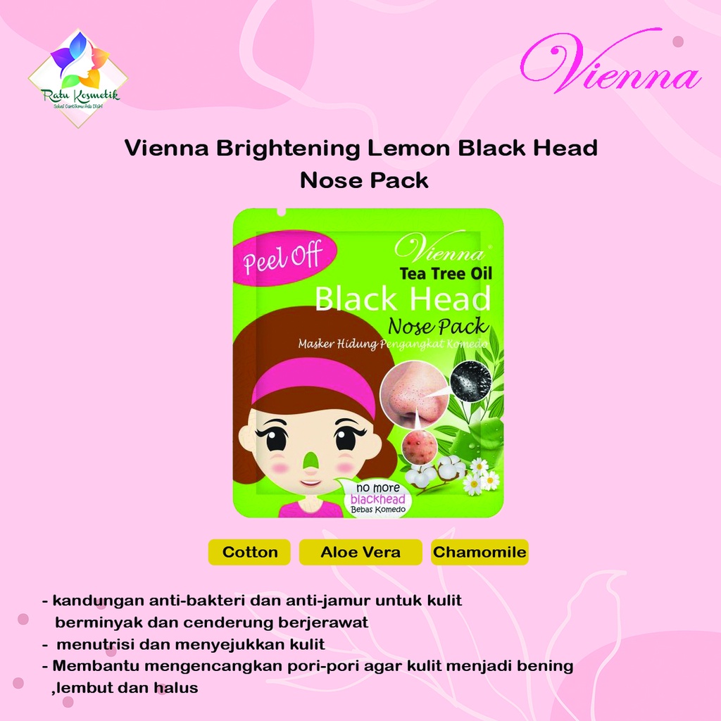 ❤ RATU ❤ Vienna Black Head Nose Pack Sachet | Peel Off | Masker Hidung | Charcoal | Tea Tree Oil | Brightening Lemon Viena✔️BPOM