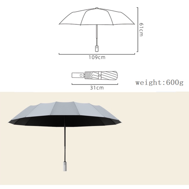 Payung Lipat Otomatis UPF50 + Anti Hujan / Matahari 16 Tulang