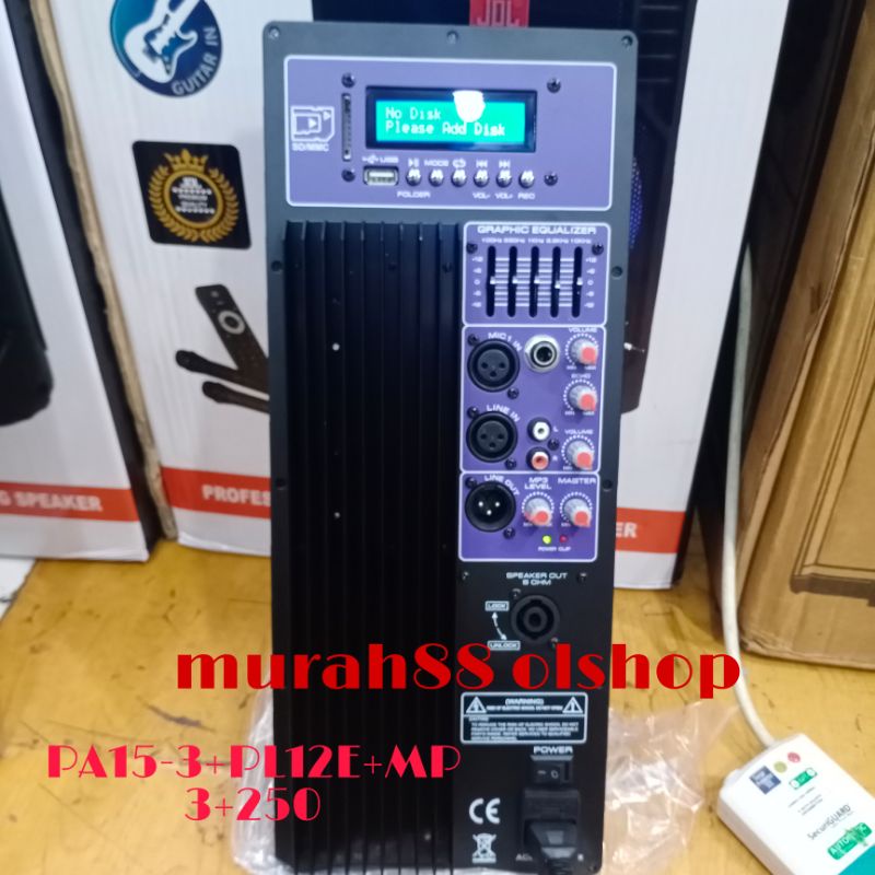 POWER KIT/MODUL SPEAKER AKTIF PA15-3+PL21E+MP3+250watt mp3 bluetooth 38x16 dan 40x16