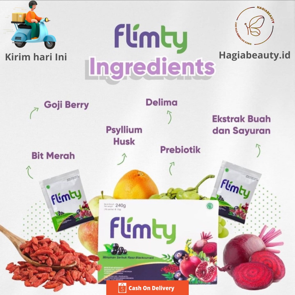 Bisa COD - Flimty Fiber Pelangsing Original - Minuman Detox, Diet HALAL dan Sehat 1 box isi 16