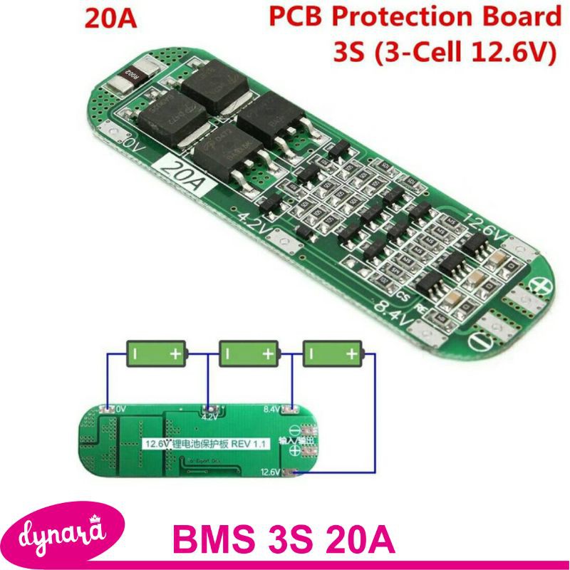 Modul Charger batre proteksi 18650 BMS 3S 20A