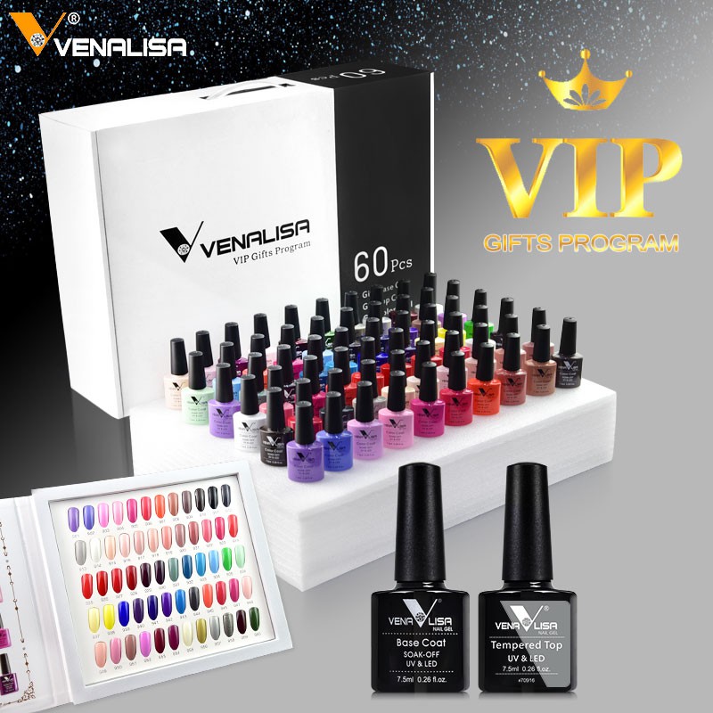 ORIGINAL VIP SET UV GEL Nail Polish 60pcs + Free Top Coat Base Coat