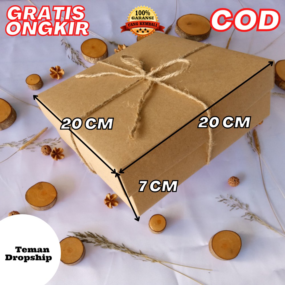 

KARDUS HAMPERS KOTAK KADO GIFT BOX KADO HAMPERS LID BOX SIZE 20X20X7 CM -TALI GONI