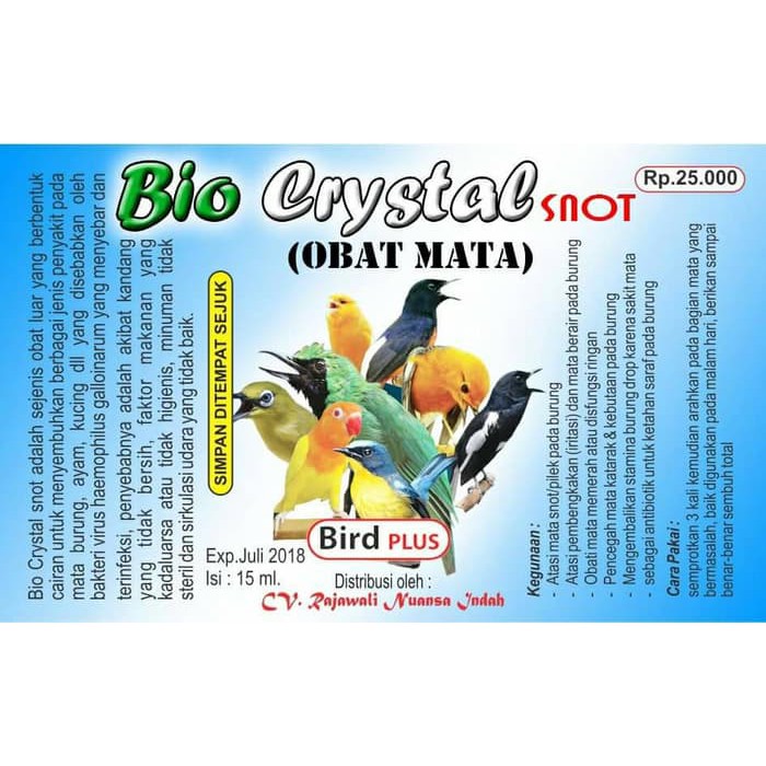 Promo Obat Mata Burung Bio Crystal Snot By Birdplus Botol Spray