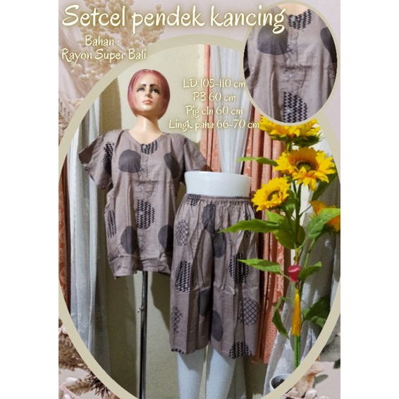 Stelan celana pendek //Setcel Pendek kancing //Babydol Rayon Bali //Babydol kancing //Setcel busui