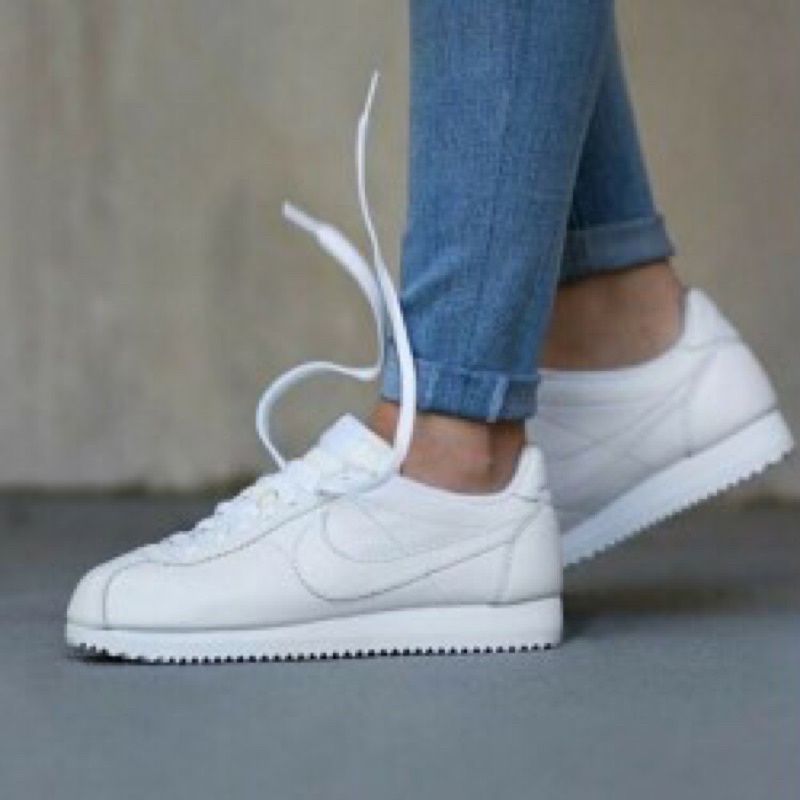 Jual nike cortez full white | Shopee 