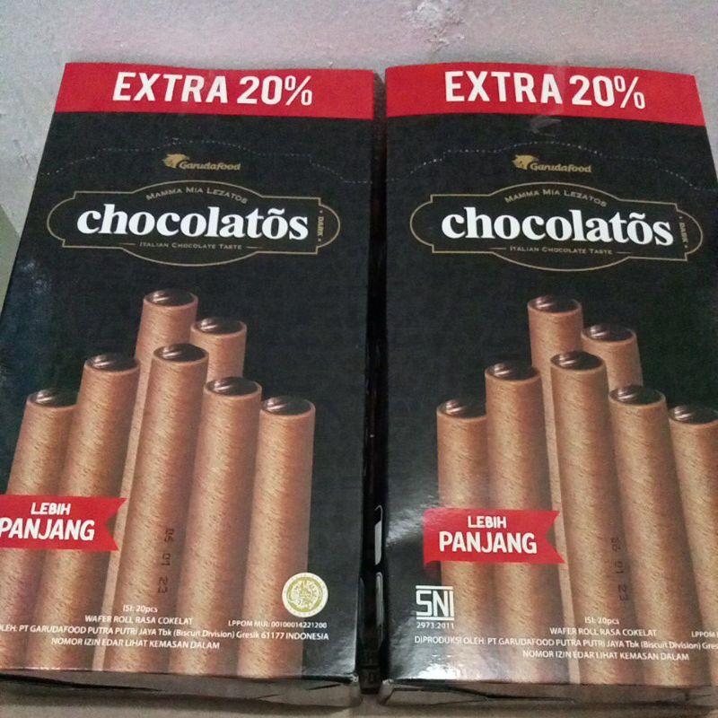 Chocolatos Dark Wafer Rolls isi 20pcs