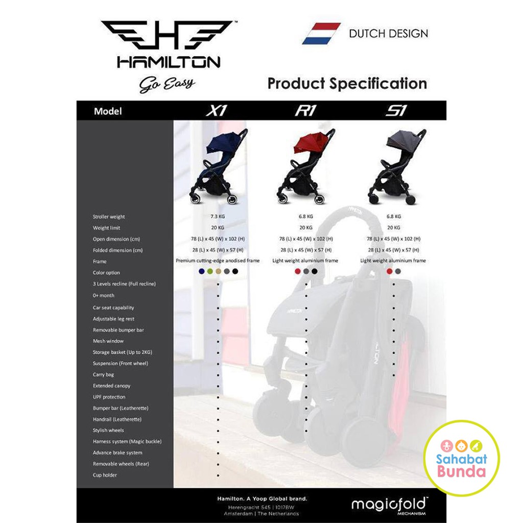 Hamilton Stroller X1 R1 S1 Kereta Dorong Bayi Lipat Otomatis Shopee Indonesia