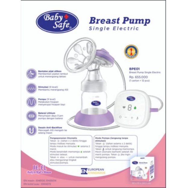 Baby Safe Electric Breast Pump Single Pompa Asi Elektrik BPE01