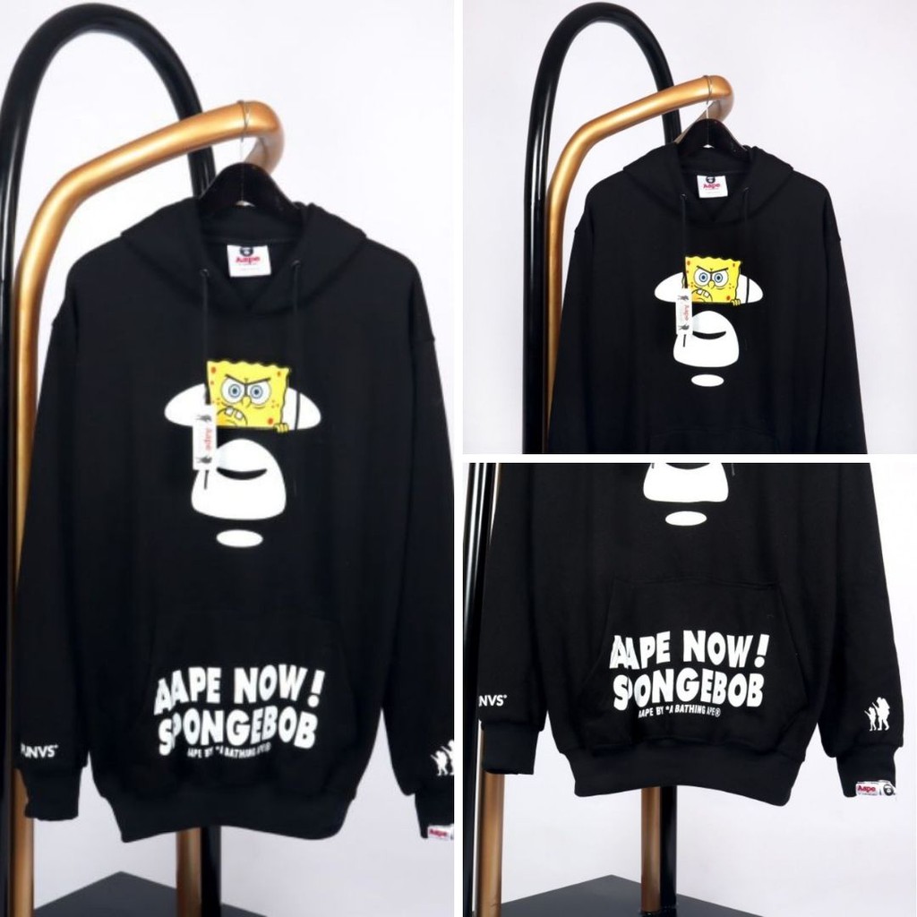 Hoodie AAPE x Spongebob FULL LABEL / Jaket Sweater Hoodie Premium